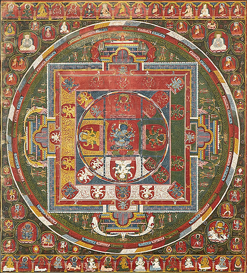 밀집회 아촉금강 32존 만다라, 14세기 후반, 티베트. <사진=국립광주박물관>