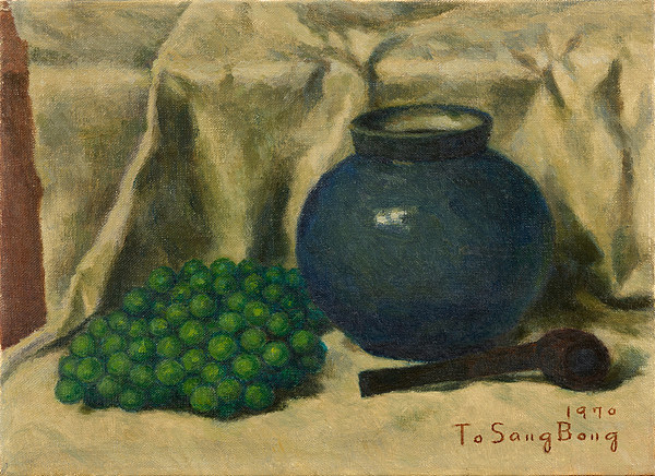 도상봉, 포도, 항아리가 있는 정물, 1970, 캔버스에 유채, 24.4×33.5cm, 국립현대미술관 이건희컬렉션,