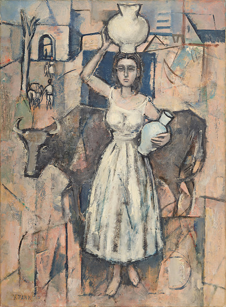 박영선, 소와 소녀, 1956, 캔버스에 유채, 81×60.2cm, 국립현대미술관 이건희컬렉션.