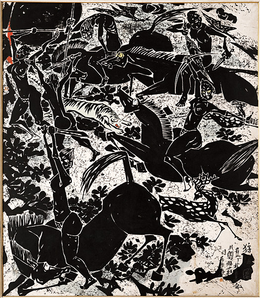 박노수, 수렵도 1961,종이에 채색, 217×191cm, 서울시립미술관 소장.