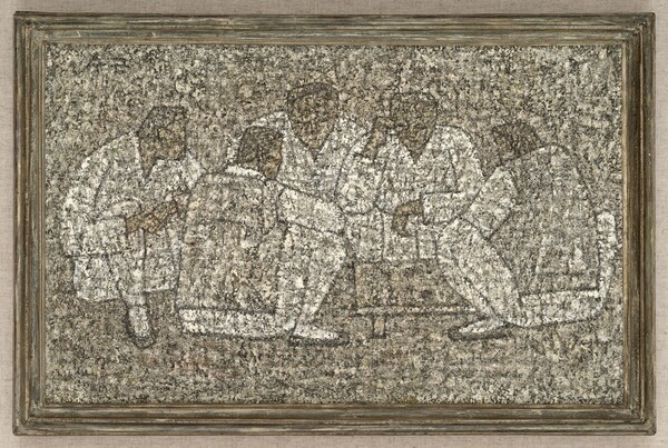 박수근미술관 소장 ‘한일(閑日)’, 박수근(1914~1965), 1950년대, 캔버스에 유채, 33.0×53.0cm. 사진 제공 국립중앙박물관.