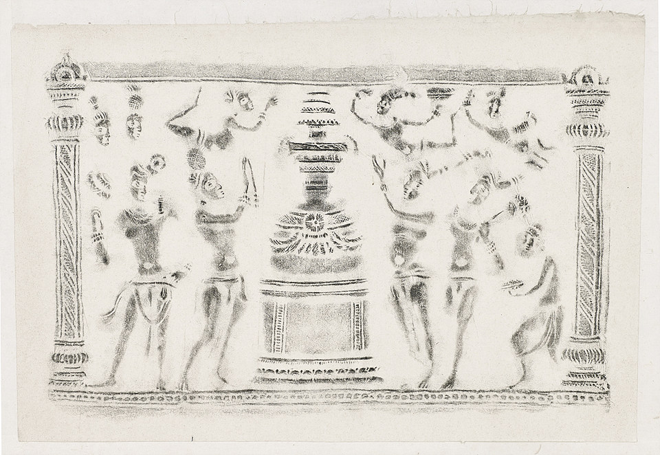 인도 사리탑과 비천상 탁본, 44.8×29.5cm. 사진 제공 고판화박물관.