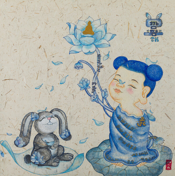 선유 스님, 문수의 가피, 45×45cm, 지본채색. 사진 제공 아카데미선그림.
