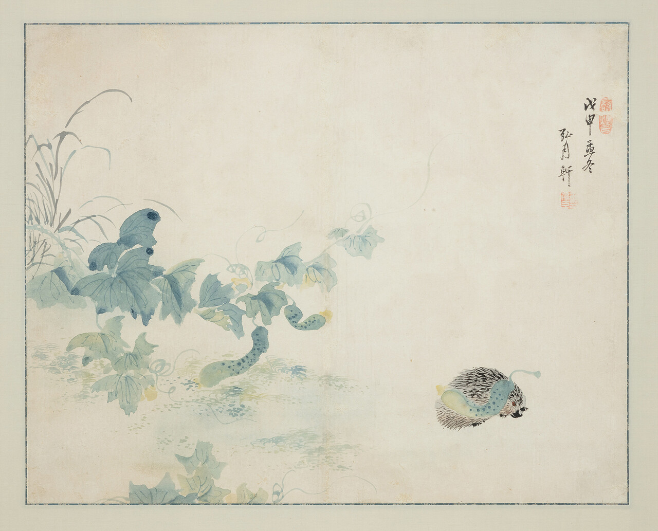 긍재 김득신(兢齋 金得臣, 1754~1822) 작 ‘자위부과도(刺蝟負瓜圖)’. 사진 제공 국립민속박물관.