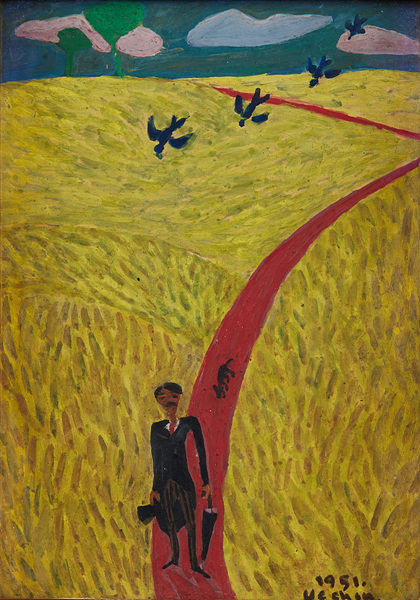 ‘자화상’, 1951, 종이에 유화물감, 14.8×10.8cm, 개인 소장, 국립현대미술관 제공.